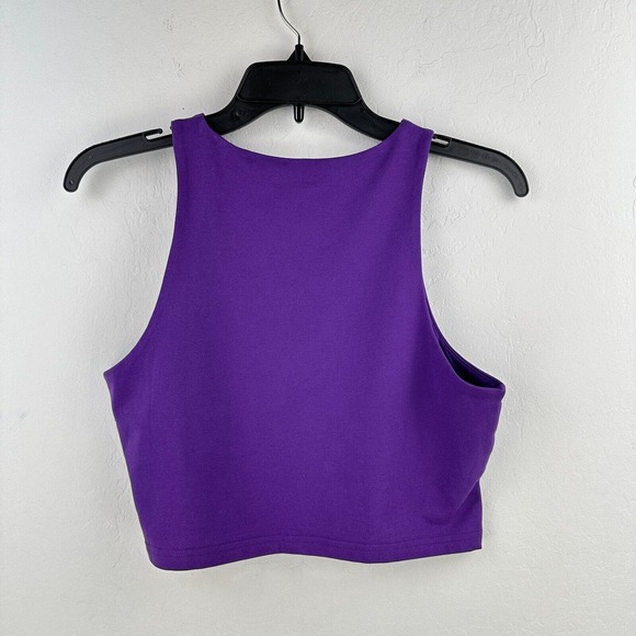 She + Sky Tank Top Womens M Purple Cropped Cotton Pullover Round Neck Stretch - Picture 2 of 6